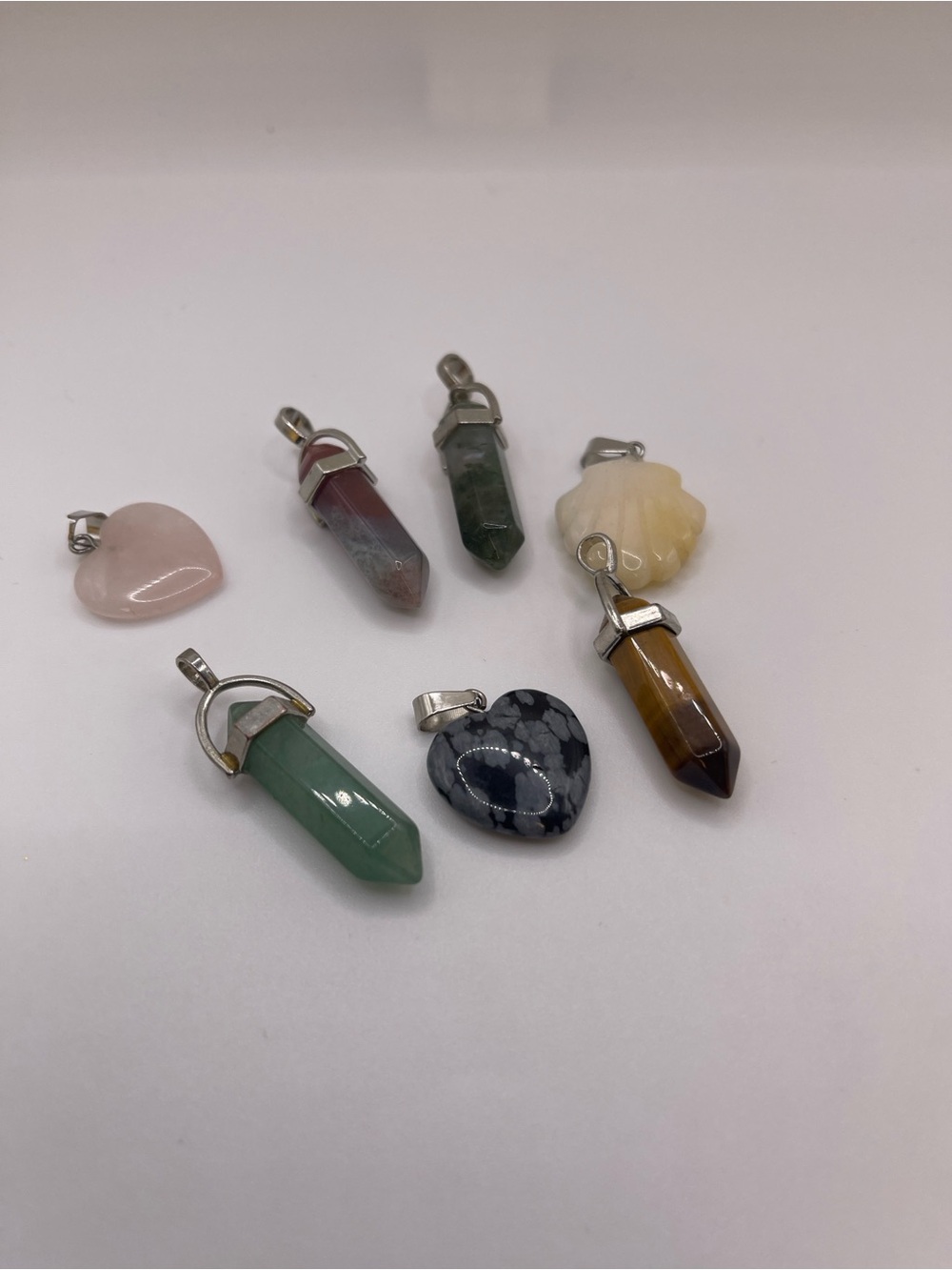 Mixed Gemstone Heart & Point Pendant Set - Assorted Colors